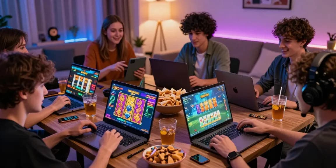 Friends playing gamebaidoithuong online with vibrant graphics and engaging atmosphere.