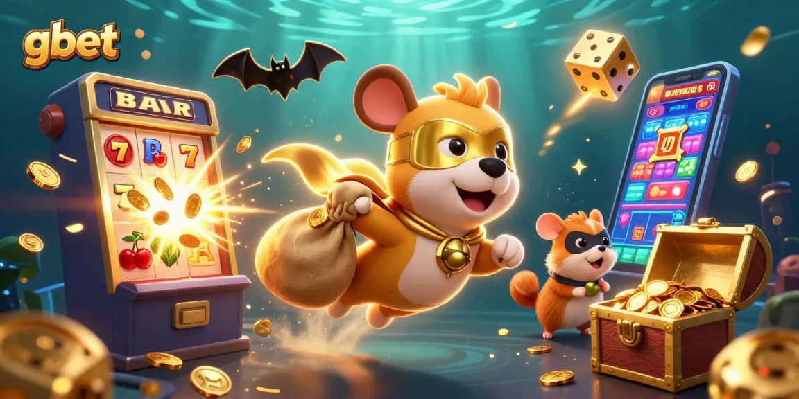 Experience exciting gaming action at gbet with a colorful 3D casino adventure illustration