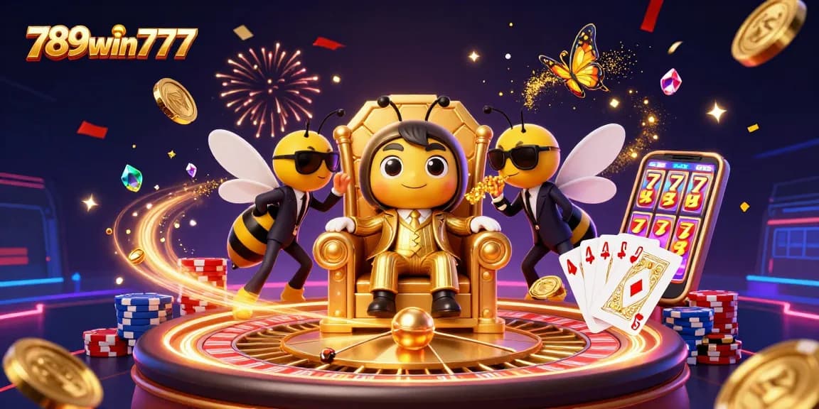 Experience the thrilling world of 789win777 with captivating casino elements and animated characters.
