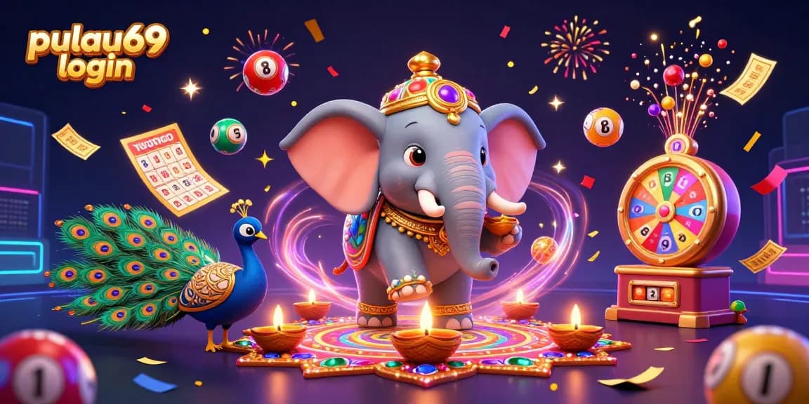 Pulau69 login dynamic gaming scene with colorful elements and celebratory effects showcasing casino fun.