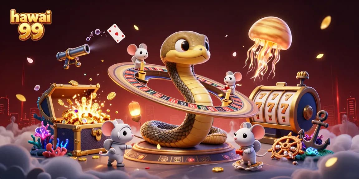 Experience thrilling gameplay at hawai 99 with a vibrant cosmic casino scene showcasing roulette with astronaut mice.