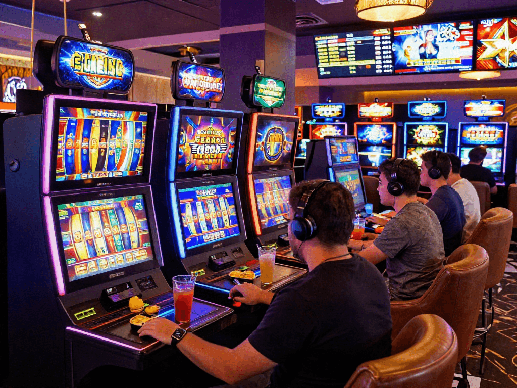 Exciting slot online gaming scene in modern casino environment