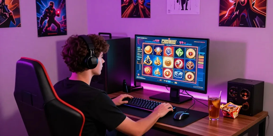 Permainan tanganemas dengan antarmuka slot yang menarik di ruang permainan modern.