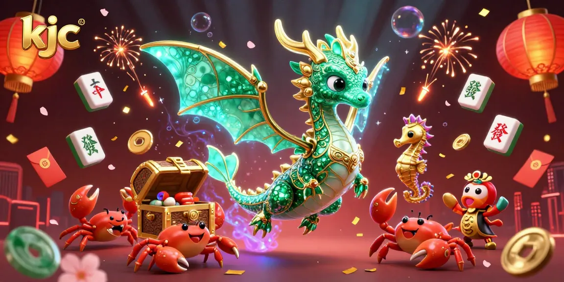 Engage with kjc's vibrant 3D casino scene featuring unique game elements and captivating characters.