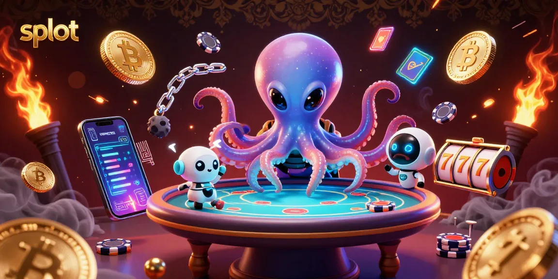 Spin the slot reels with a vibrant alien octopus and robot in a 3D digital casino