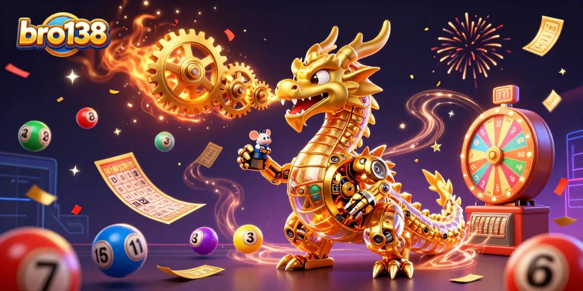 Engage in exciting games at bro138, featuring a golden dragon and dynamic lottery elements.