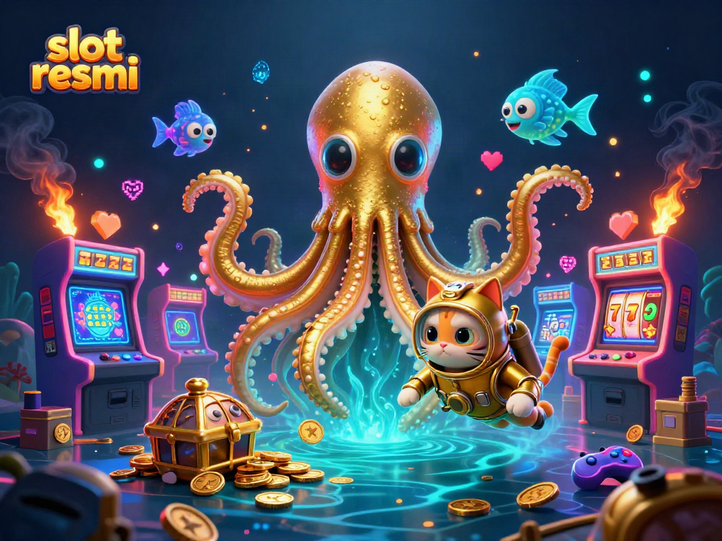 Experience vibrant gameplay at slot resmi with classic slots and golden kraken in a dynamic casino scene.