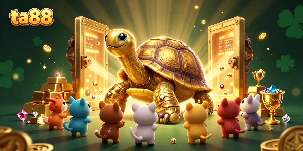 Experience thrilling gameplay at ta88 with a colossal golden tortoise as a pinball machine.