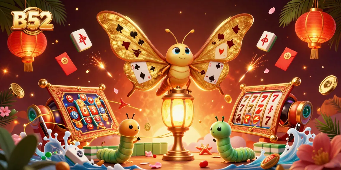 B52 gamblers enjoy dynamic slots and vibrant casino scenes with lucky elements all around