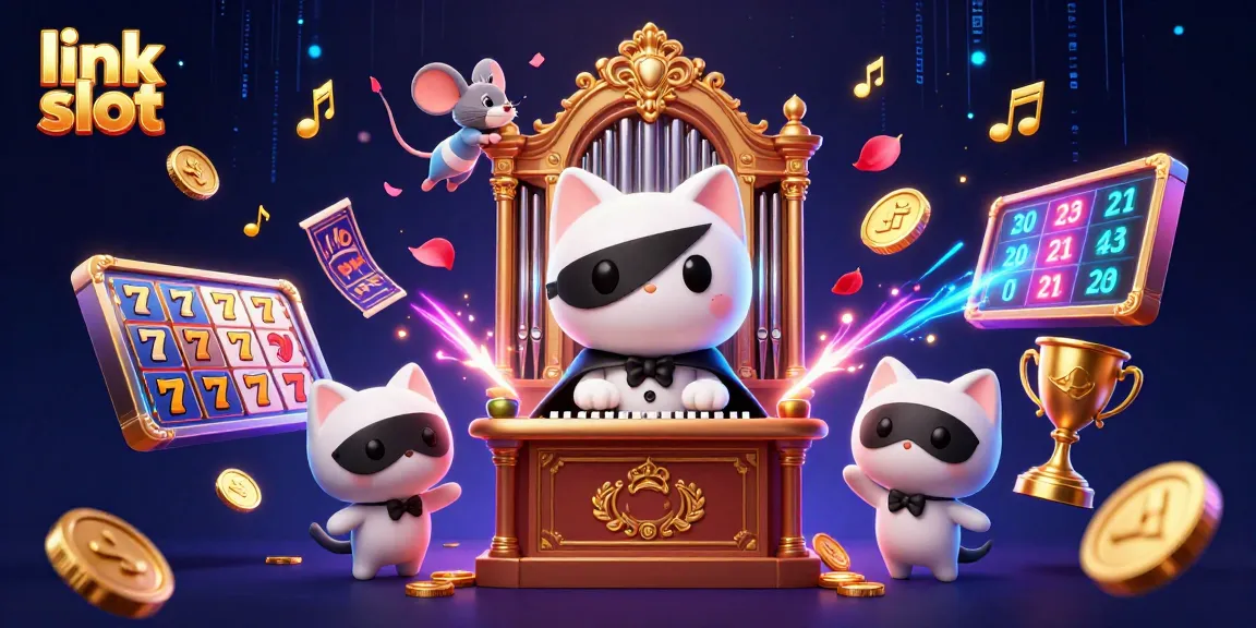 Experience engaging link slot action with a captivating 3D animated scene featuring rich casino elements.