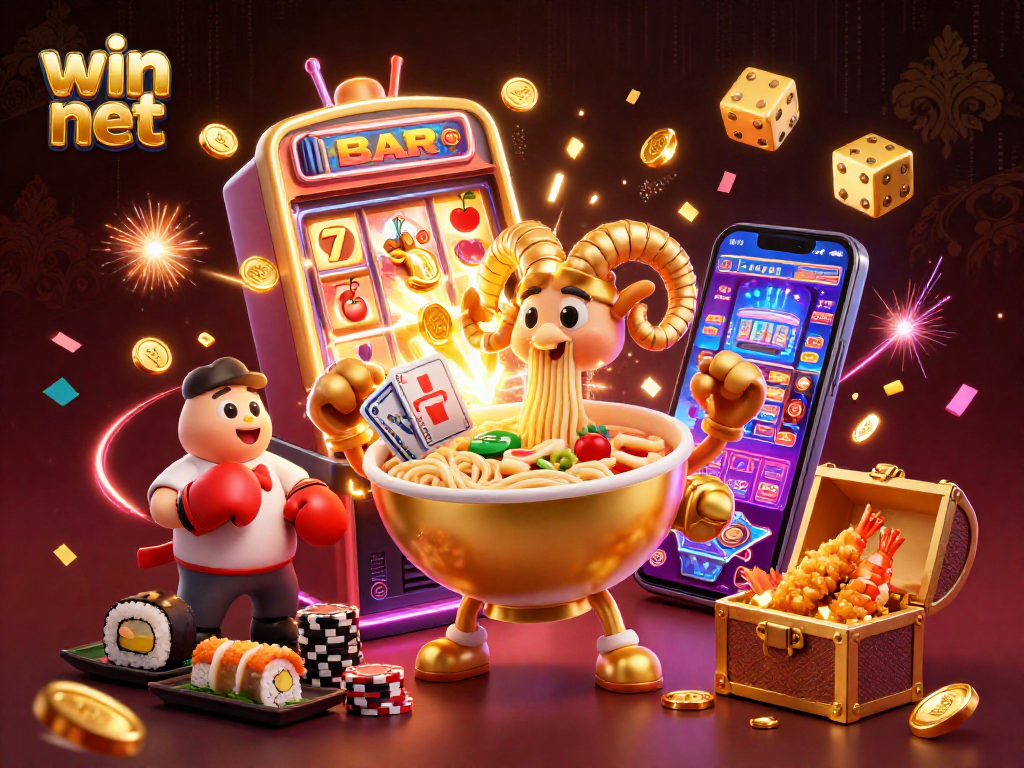 Experience the excitement of win net with lively characters and vibrant casino elements.