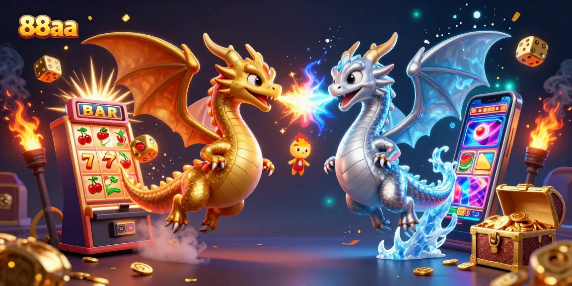 Experience exciting gaming action with 88aa's dynamic casino scene featuring magical dragons.