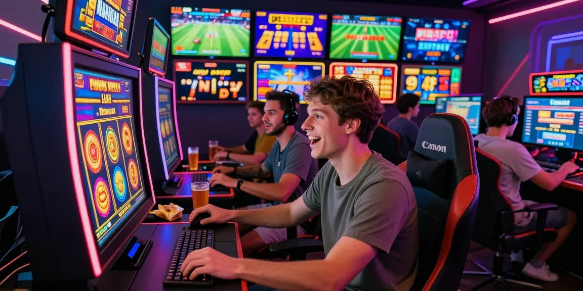 Pengalaman bermain vegas123 dengan pemain terlibat dalam permainan slot online, menunjukkan suasana heboh dan interaksi komunitas.