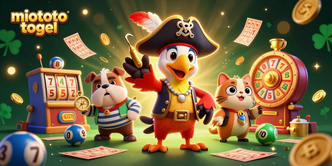 Engage in miototo togel with a vibrant illustration featuring lottery elements and animated characters.
