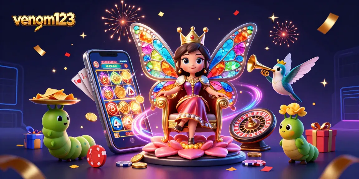 Nikmati slot gacor di venom123 dengan ratu kupu-kupu yang memikat dan suasana kasino yang meriah.