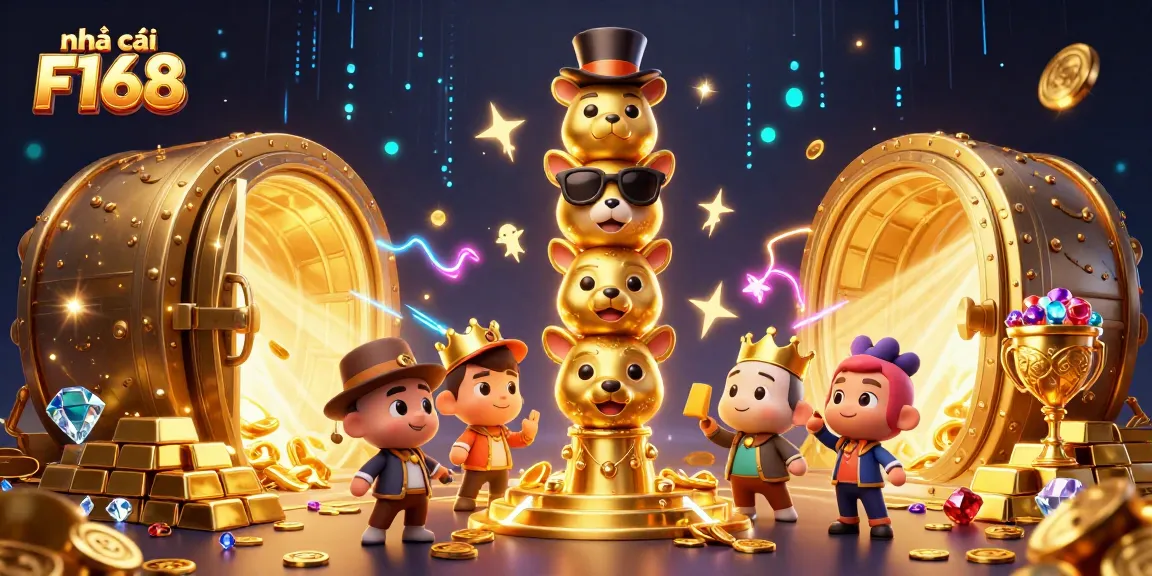 Experience high-stakes excitement at nhà cái F168 with a vibrant 3D casino illustration showcasing treasure!