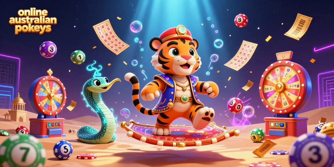 Experience engaging online australian pokies action with a vibrant Arabian-themed casino illustration.