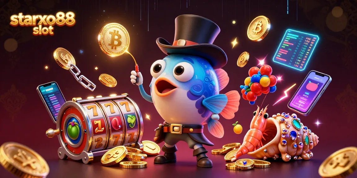 Experience the excitement of the starxo88 slot with 3D characters attracting coins in a vibrant casino atmosphere.