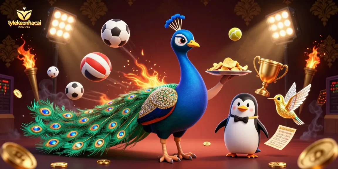 Experience the excitement of sports betting with tylekeonhacai, featuring a luxurious illustration of characters and dynamic sports elements.