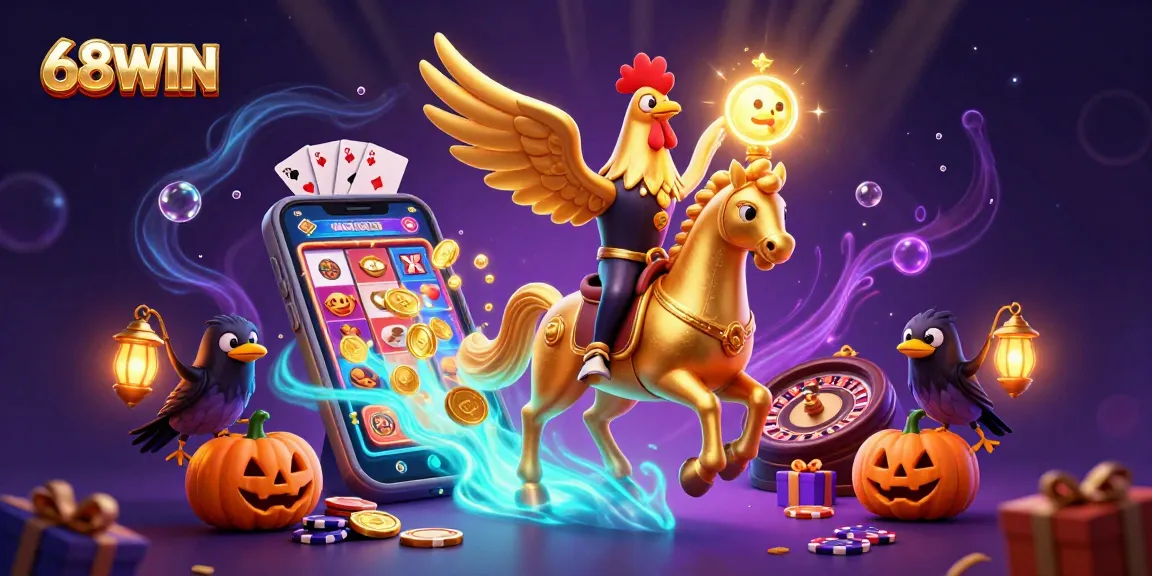 Experience thrilling gameplay with 68WIN's vibrant casino scene featuring interactive slot games and engaging characters.