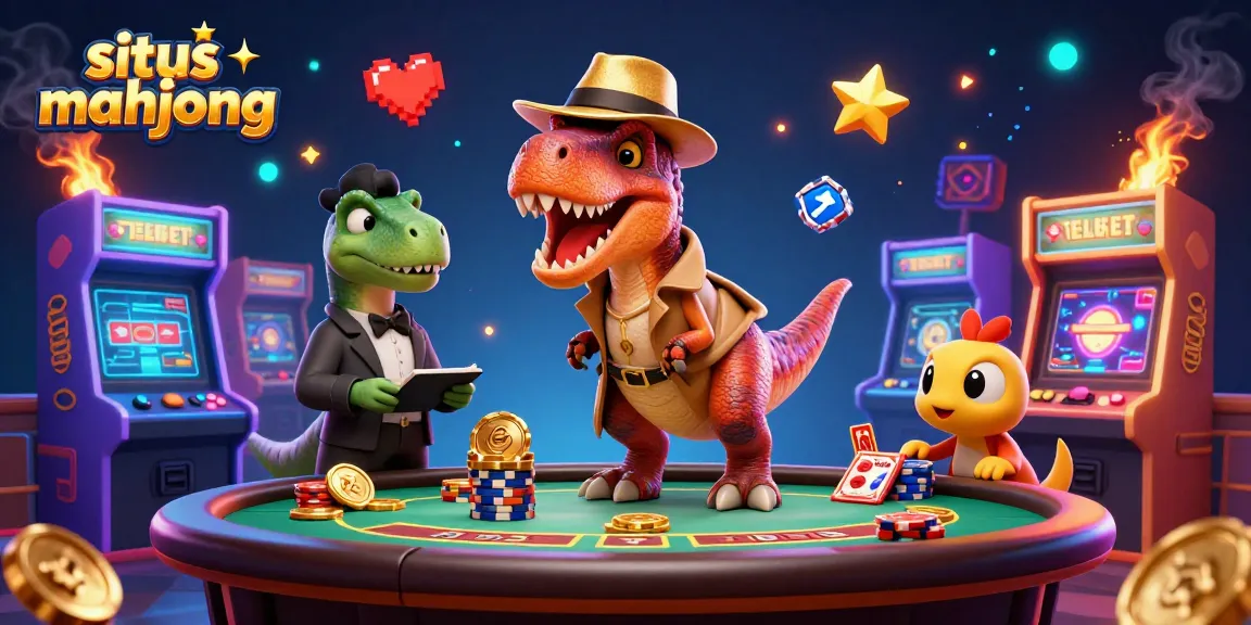Experience situs mahjong excitement with a velociraptor card counter at a blackjack table.