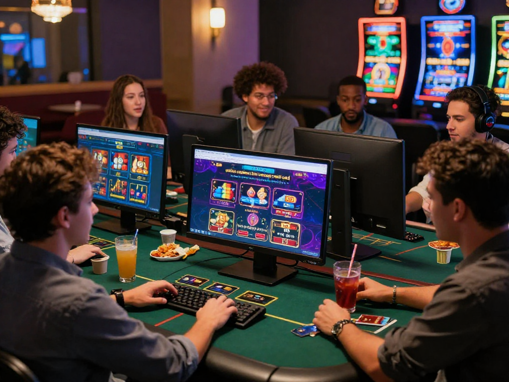 Friends enjoying online casinos that accept credit card, showcasing vibrant gaming options and lively atmosphere