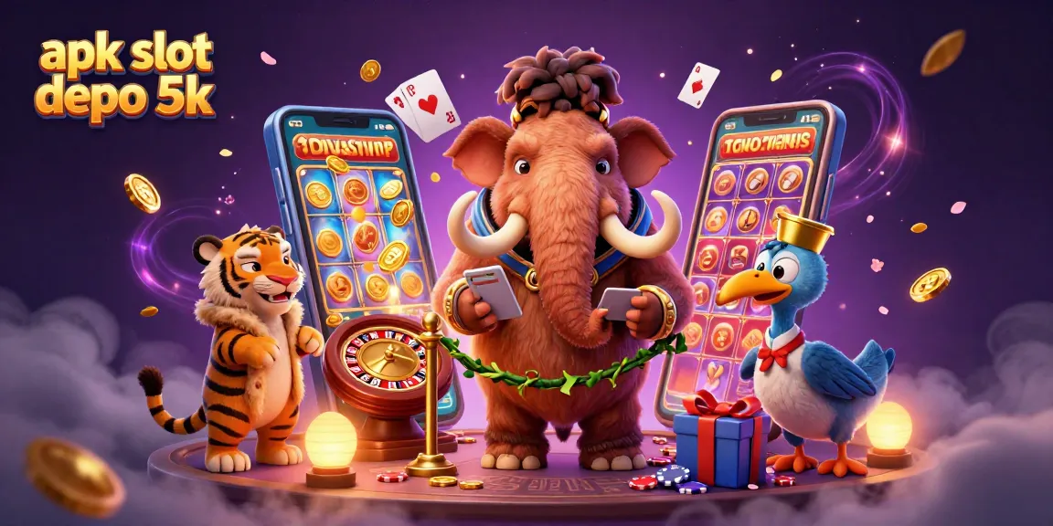 Experience exciting wins with apk slot depo 5k in a vibrant casino scene featuring engaging characters.