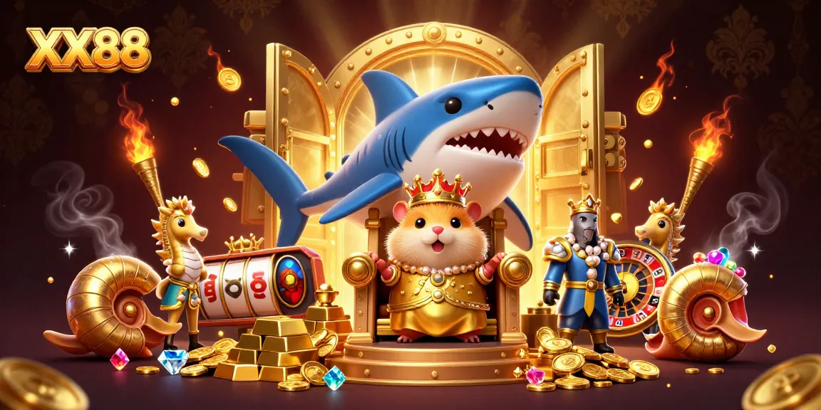 Experience exciting gameplay at XX88 with a dynamic illustration of a lavish casino scene.