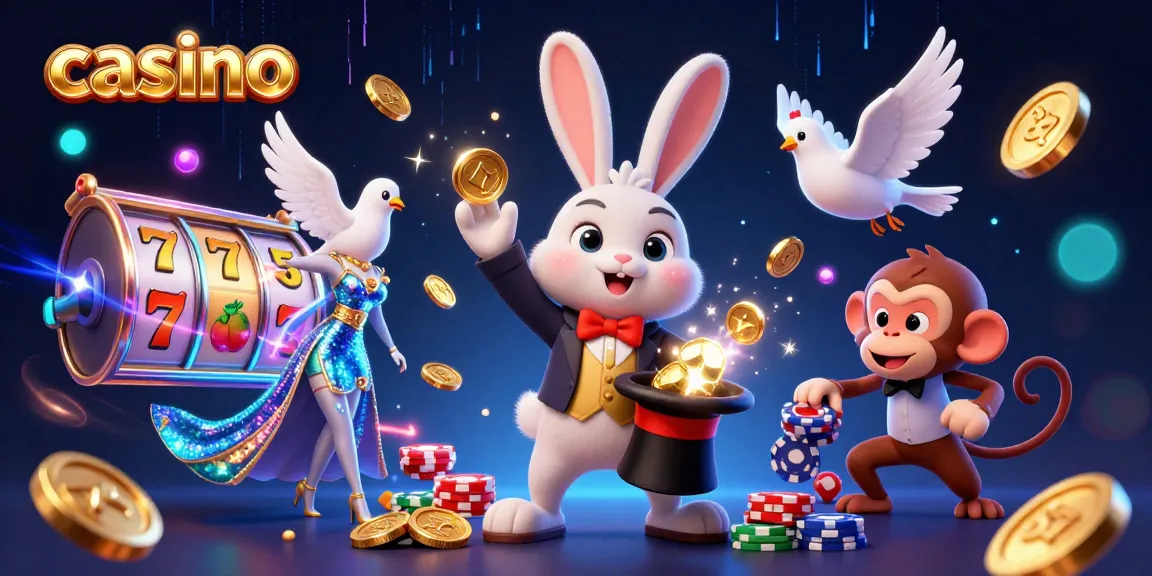 Experience the thrill of casino slots with vibrant characters and dynamic jackpot elements in this colorful illustration.