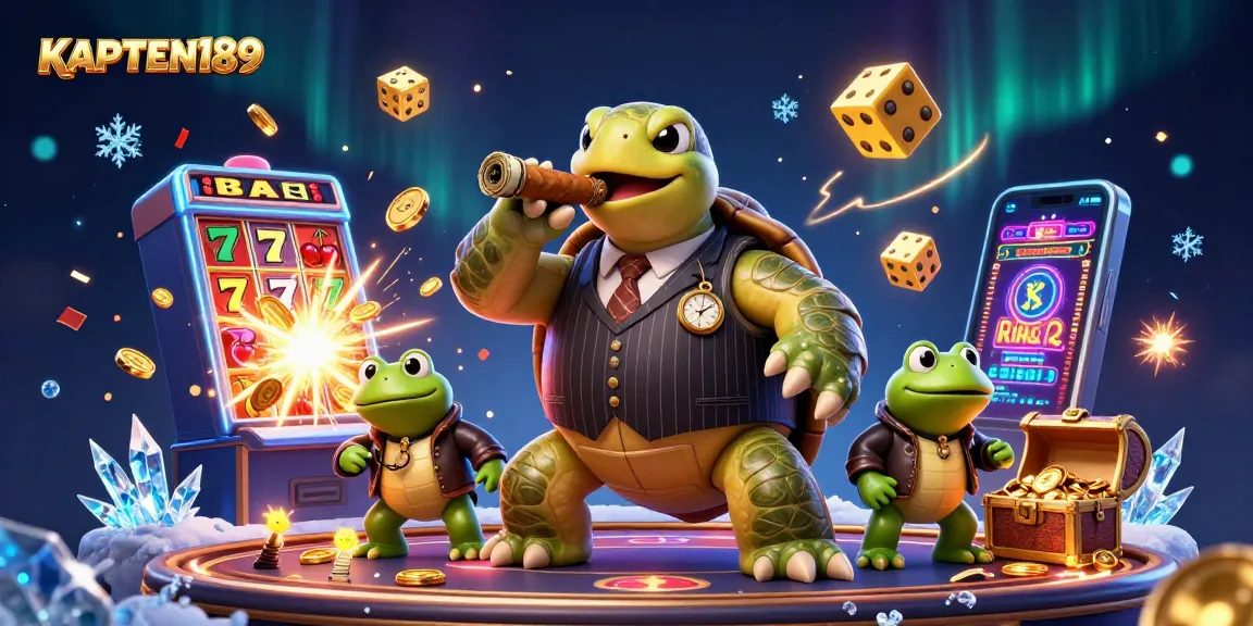 KAPTEN189 menghadirkan ilustrasi kartun 3D kasino dengan karakter unik dan elemen slot yang mendebarkan.
