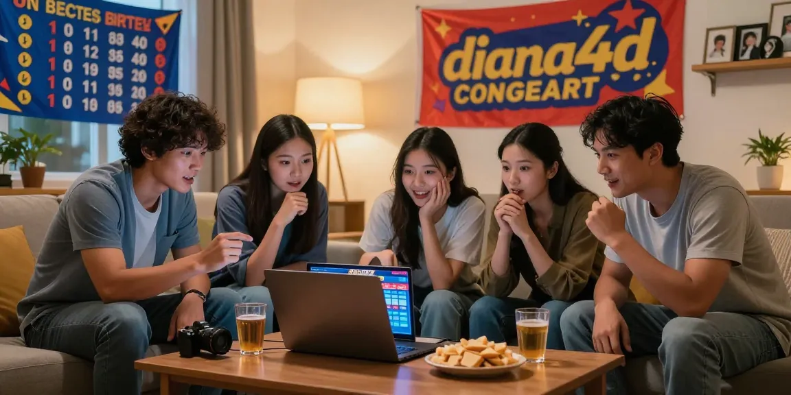 Rombongan teman sedang berdiskusi prediksi togel di diana4d di ruang tamu yang hangat.