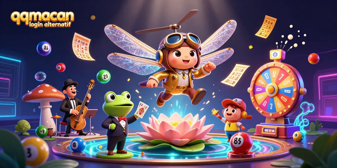 Melihat qqmacan login alternatif dengan kasino pad lotus dan dealer katak yang penuh warna.