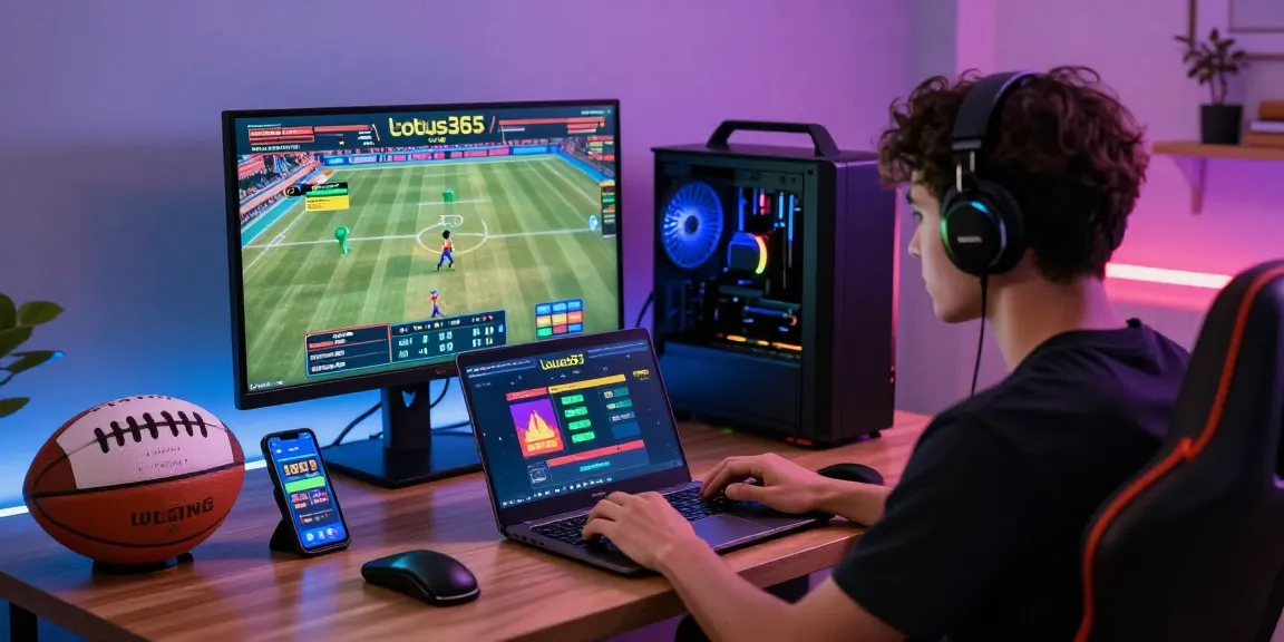 Exciting online betting experience with lotus365 on a modern gaming setup, featuring live sports events and vibrant atmosphere.