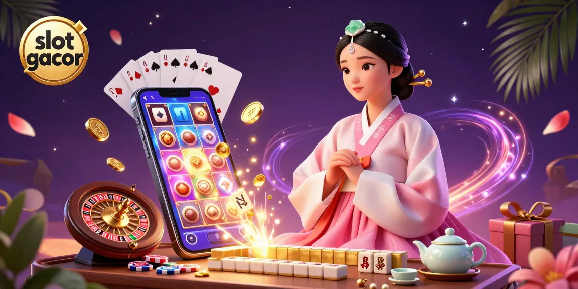 Experience the excitement of slot gacor with immersive game elements and vibrant colors in this digital illustration.