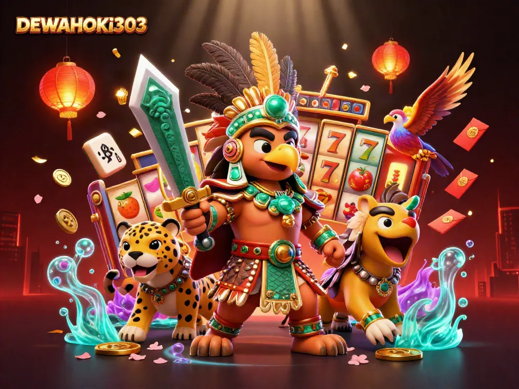 Menguji keberuntungan secara dinamis di DEWAHOKI303 dengan karakter slot online dan simbol keberuntungan.