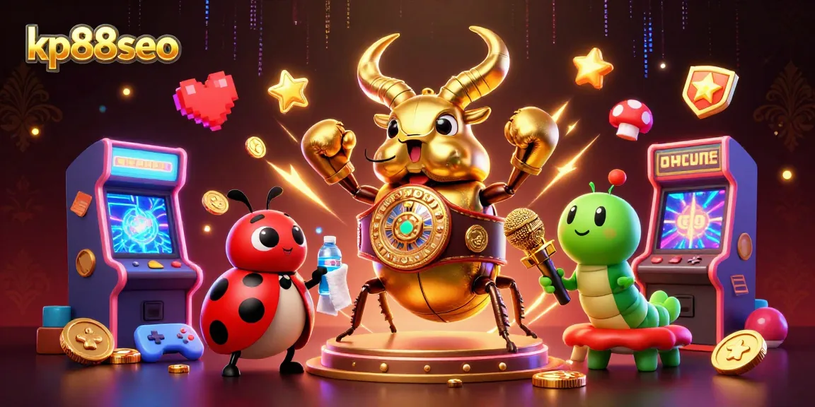 Engage with kp88seo's vibrant 3D gaming scene filled with dynamic casino elements and characters.