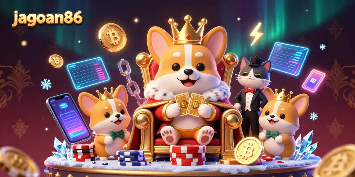 Engage in thrilling gameplay with jagoan86 featuring a royal corgi surrounded by crypto elements.