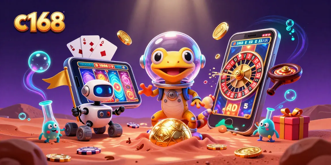 Experience excitement at c168 with a Martian gecko uncovering a hidden golden casino.