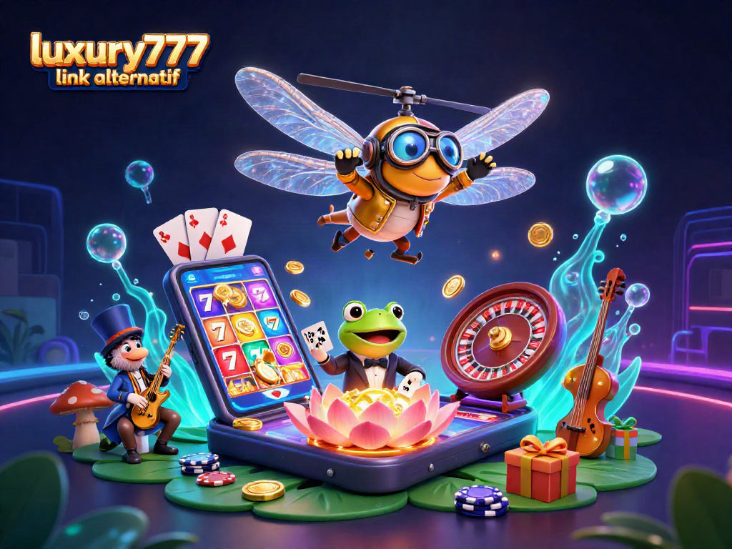 Dealer katak yang membagikan kartu di luxury777 link alternatif, menampilkan kasino dengan elemen permainan menarik.