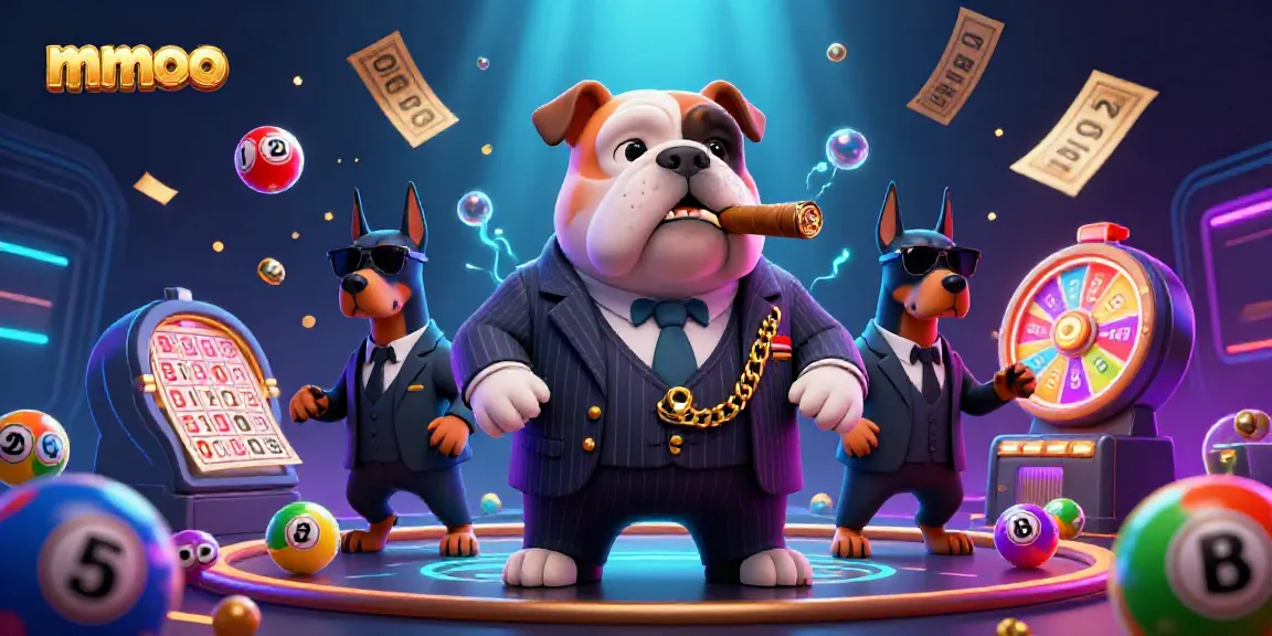Experience the thrill of mmoo in a vibrant casino scene with a mafia bulldog and bodyguard Dobermans.