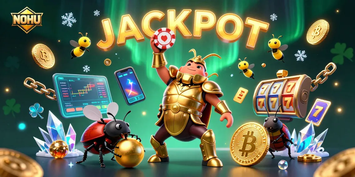 Join the winning action at NOHU with the golden poker chip and crypto elements in vibrant casino art.