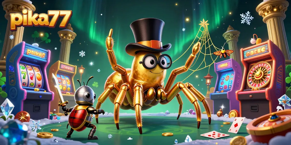 Engage in thrilling gameplay on pika77 with a vibrant casino-themed digital illustration.