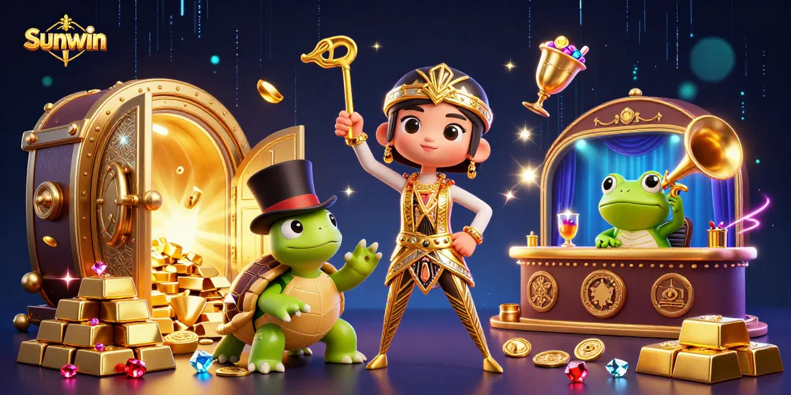 Experience thrilling gameplay at Sunwin's vibrant casino scene with enchanting characters and treasures.