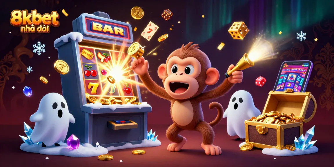 Experience thrilling moments at 8xbet nhà cái with a playful scene of casino fun and excitement highlighting exclusive games.