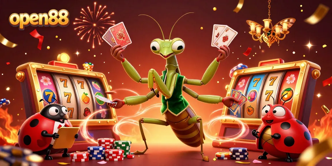 Experience thrilling gameplay at open88 with vibrant slot reels and animated characters abound.