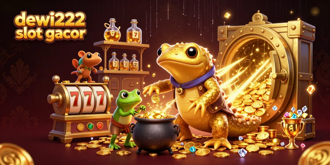 Engage with dewi222 slot gacor and discover thrilling spins amidst gold coins and vibrant casino elements.