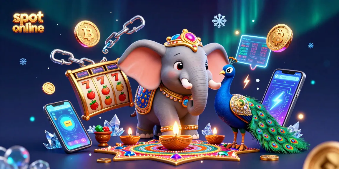 Experience excitement at slot online with a vibrant Diwali-themed elephant and peacock amidst jackpot symbols.
