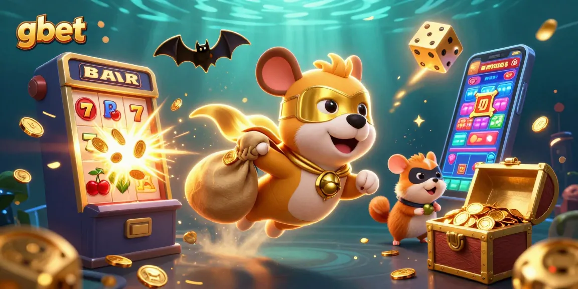 Experience exciting gaming action at gbet with a colorful 3D casino adventure illustration