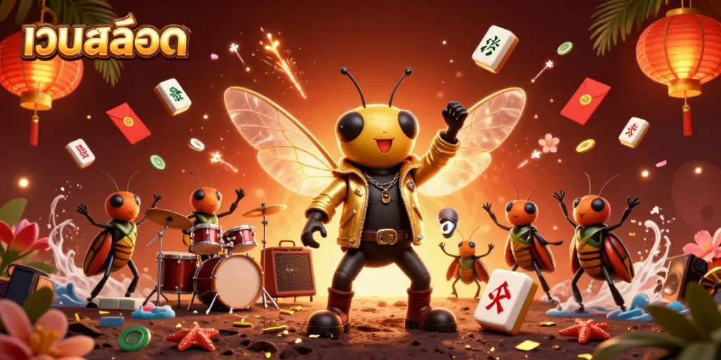 Experience thrilling เว็บสล็อต action with vibrant 3D casino characters and festive elements