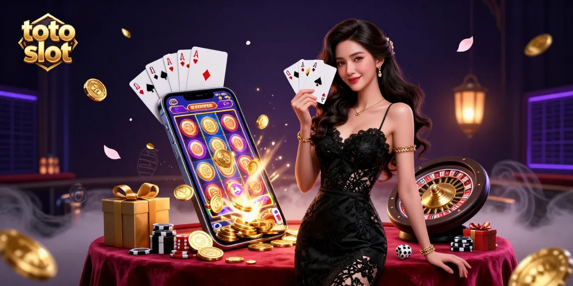Experience thrilling wins with toto slot in a glamorous casino scene filled with action and style.